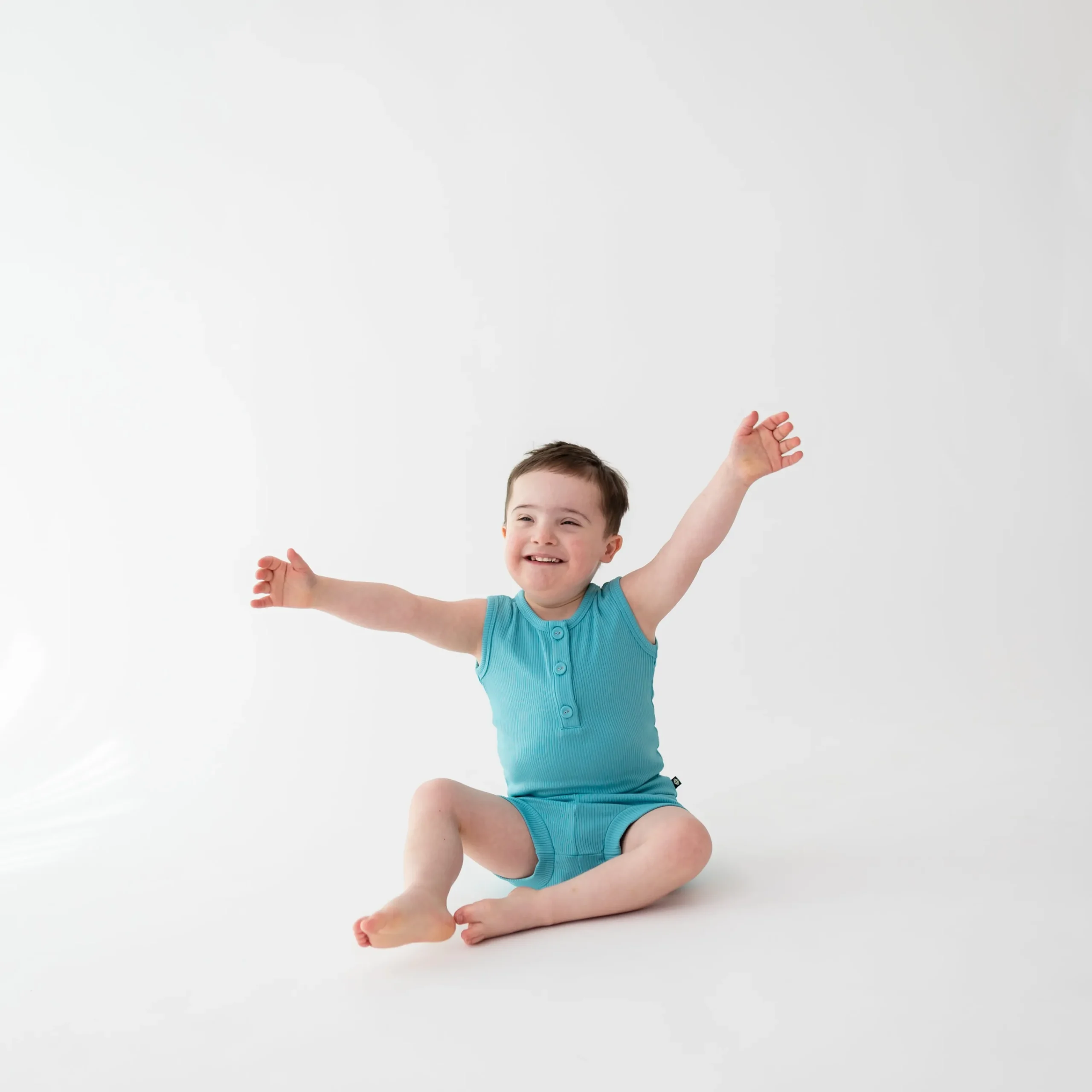 Kyte Baby Ribbed Henley Tank Set in Makai