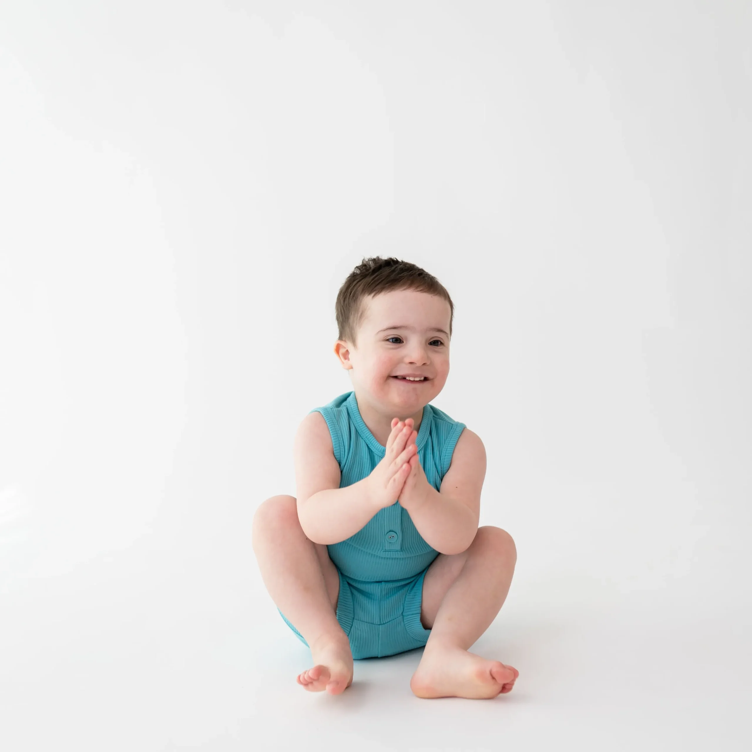 Kyte Baby Ribbed Henley Tank Set in Makai