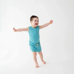 Kyte Baby Ribbed Henley Tank Set in Makai