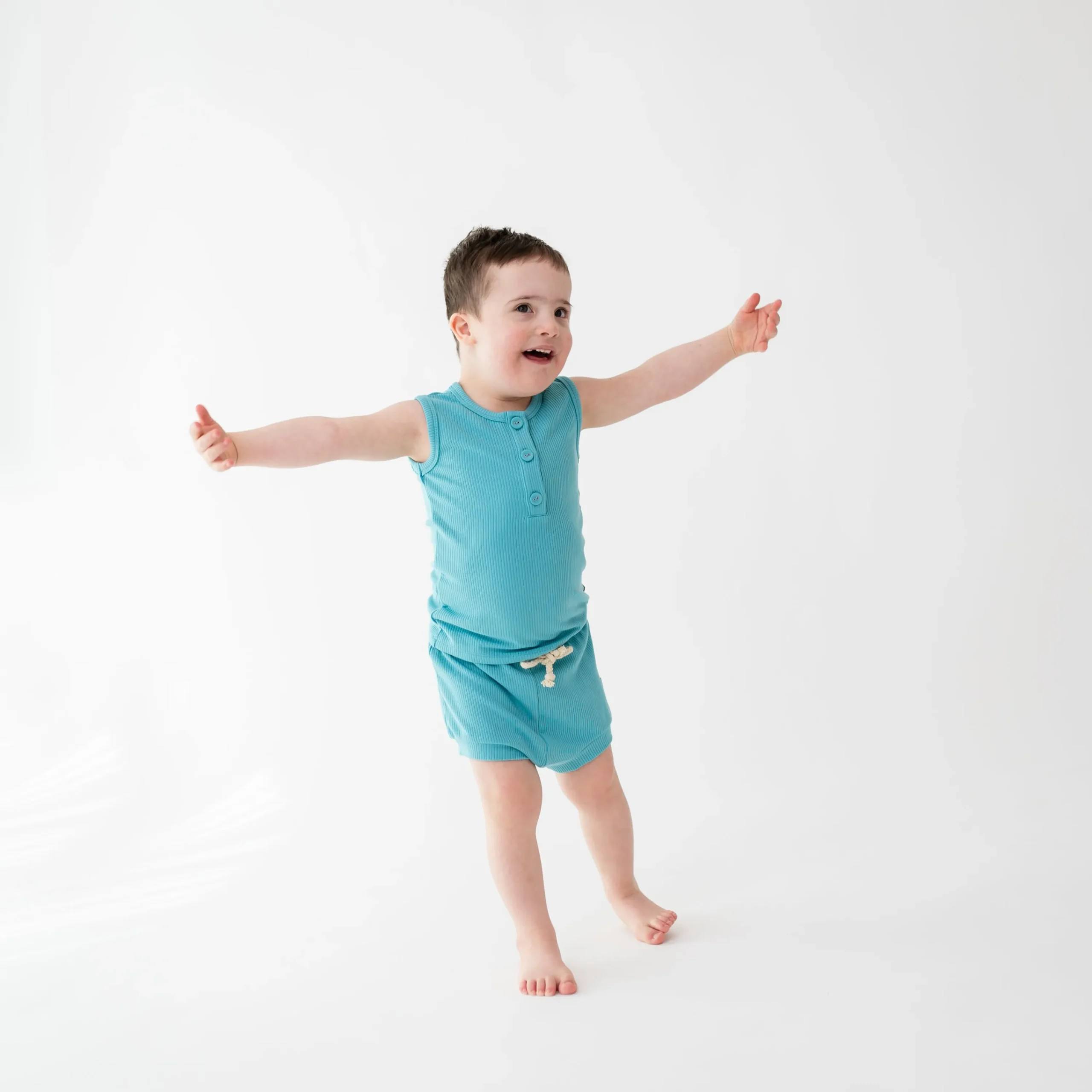 Kyte Baby Ribbed Henley Tank Set in Makai