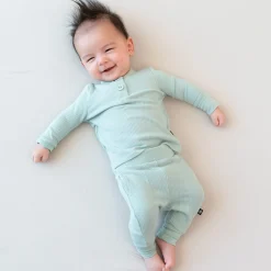 Kyte Baby Ribbed Infant Henley Set in Sage New
