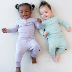 Kyte Baby Ribbed Infant Henley Set in Sage New