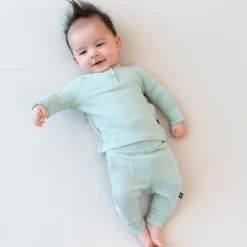 Kyte Baby Ribbed Infant Henley Set in Sage New
