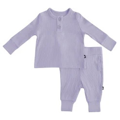 Kyte Baby Ribbed Infant Henley Set in Taro Hot