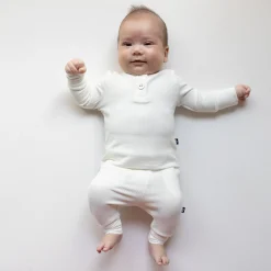 Kyte Baby Ribbed Infant Henley Set in Cloud Best