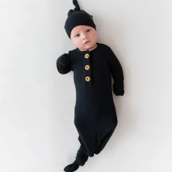 Kyte Baby Ribbed Knotted Gown with Hat Set in Midnight Discount