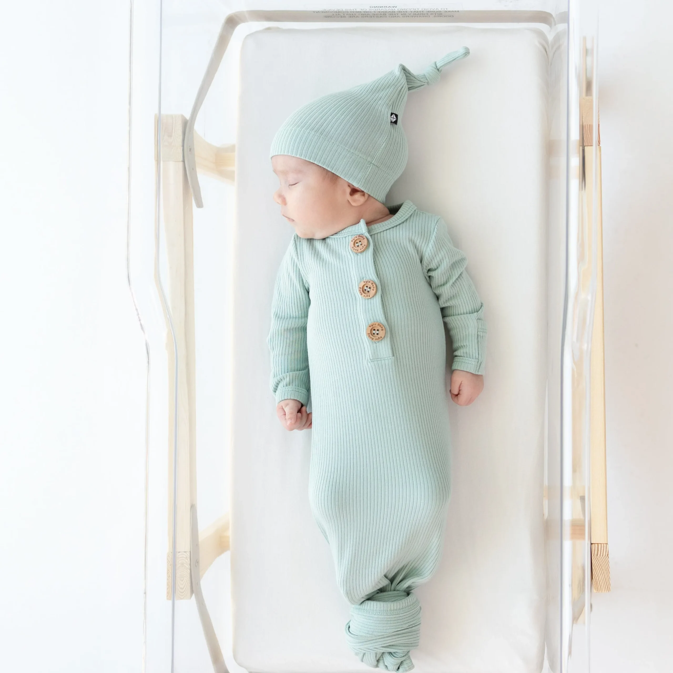 Kyte Baby Ribbed Knotted Gown with Hat Set in Sage Online