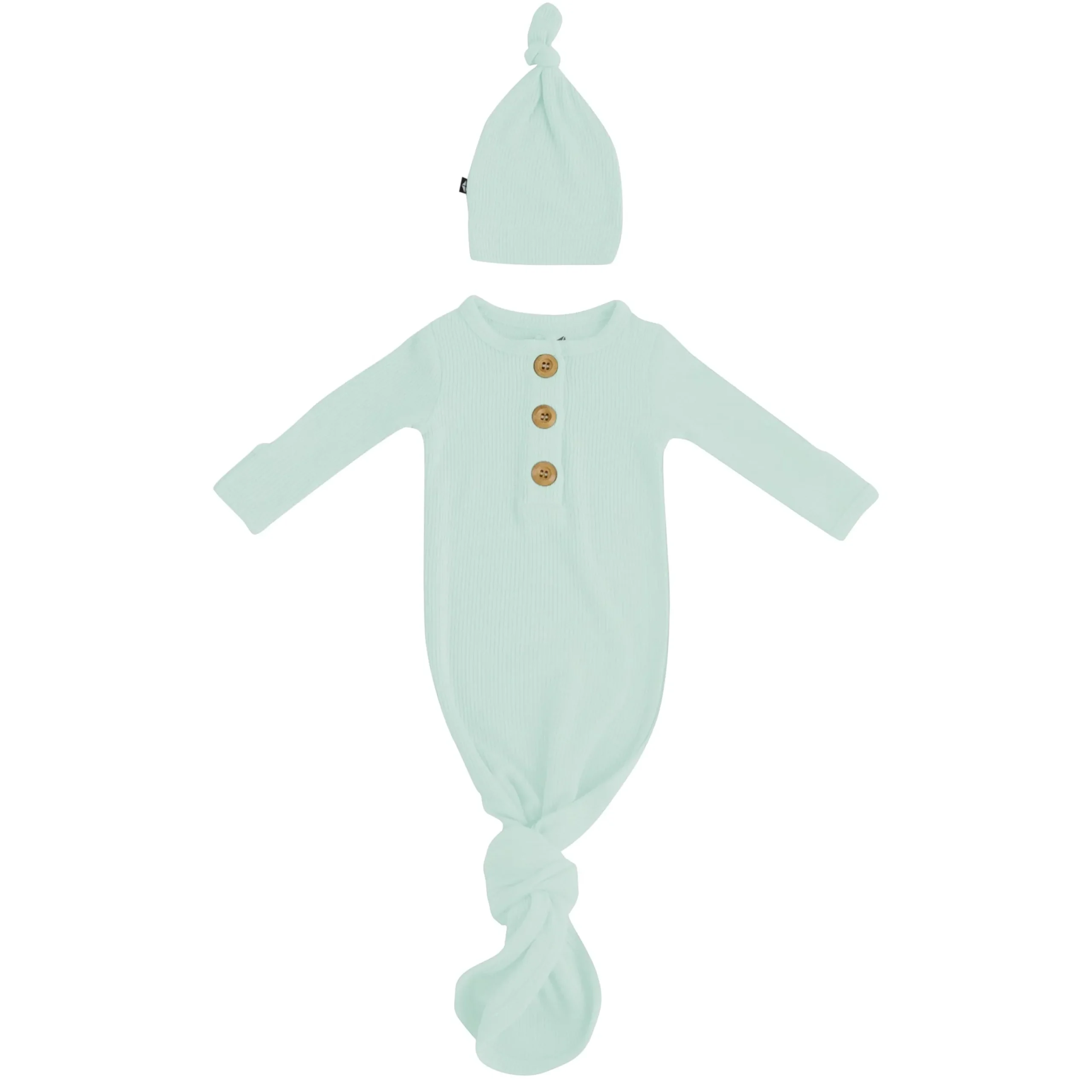 Kyte Baby Ribbed Knotted Gown with Hat Set in Sage Online