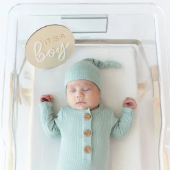 Kyte Baby Ribbed Knotted Gown with Hat Set in Sage Online