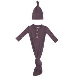 Kyte Baby Ribbed Knotted Gown with Hat Set in Currant Sale