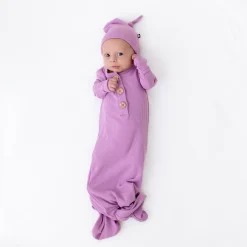 Kyte Baby Ribbed Knotted Gown with Hat Set in Poi Best