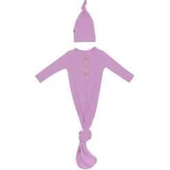 Kyte Baby Ribbed Knotted Gown with Hat Set in Poi Best