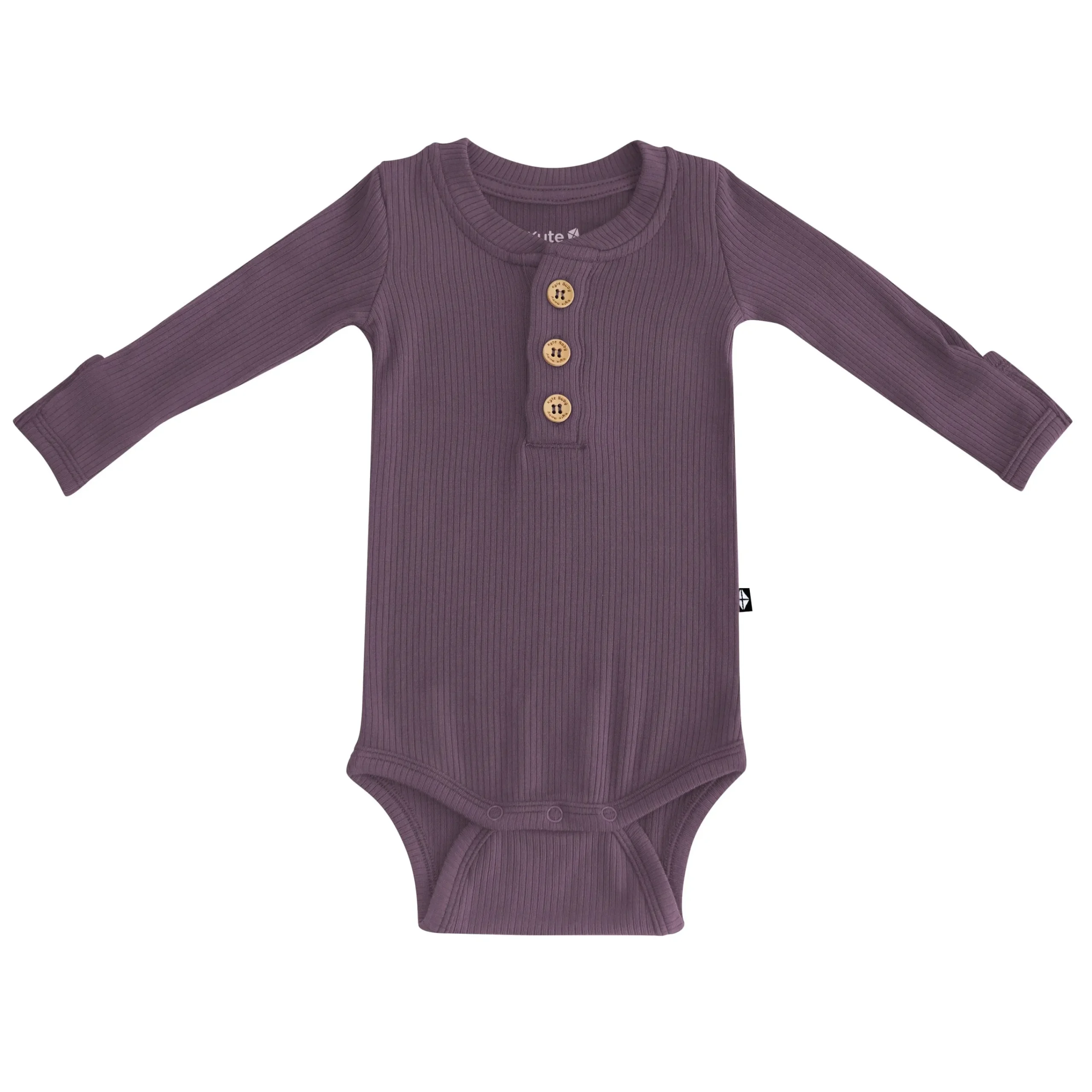 Kyte Baby Ribbed Long Sleeve Henley Bodysuit in Currant Online