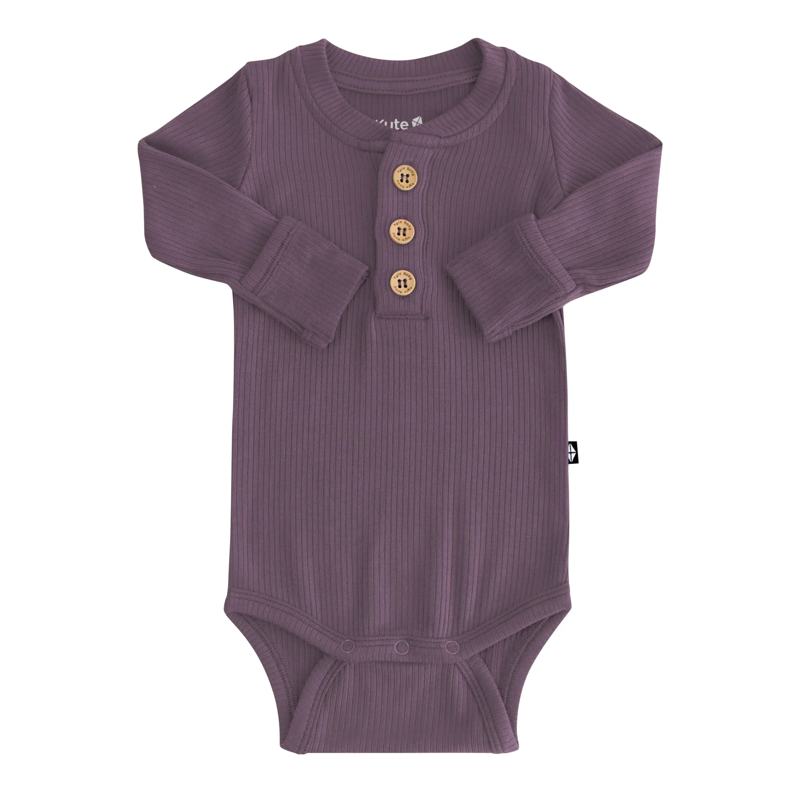 Kyte Baby Ribbed Long Sleeve Henley Bodysuit in Currant Online
