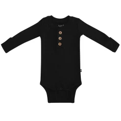 Kyte Baby Ribbed Long Sleeve Henley Bodysuit in Midnight Sale