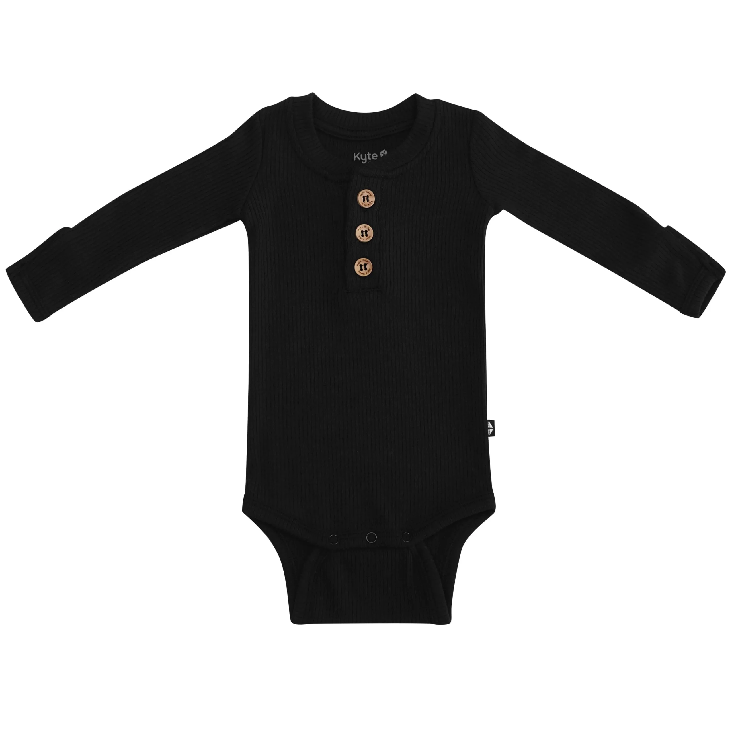 Kyte Baby Ribbed Long Sleeve Henley Bodysuit in Midnight Sale