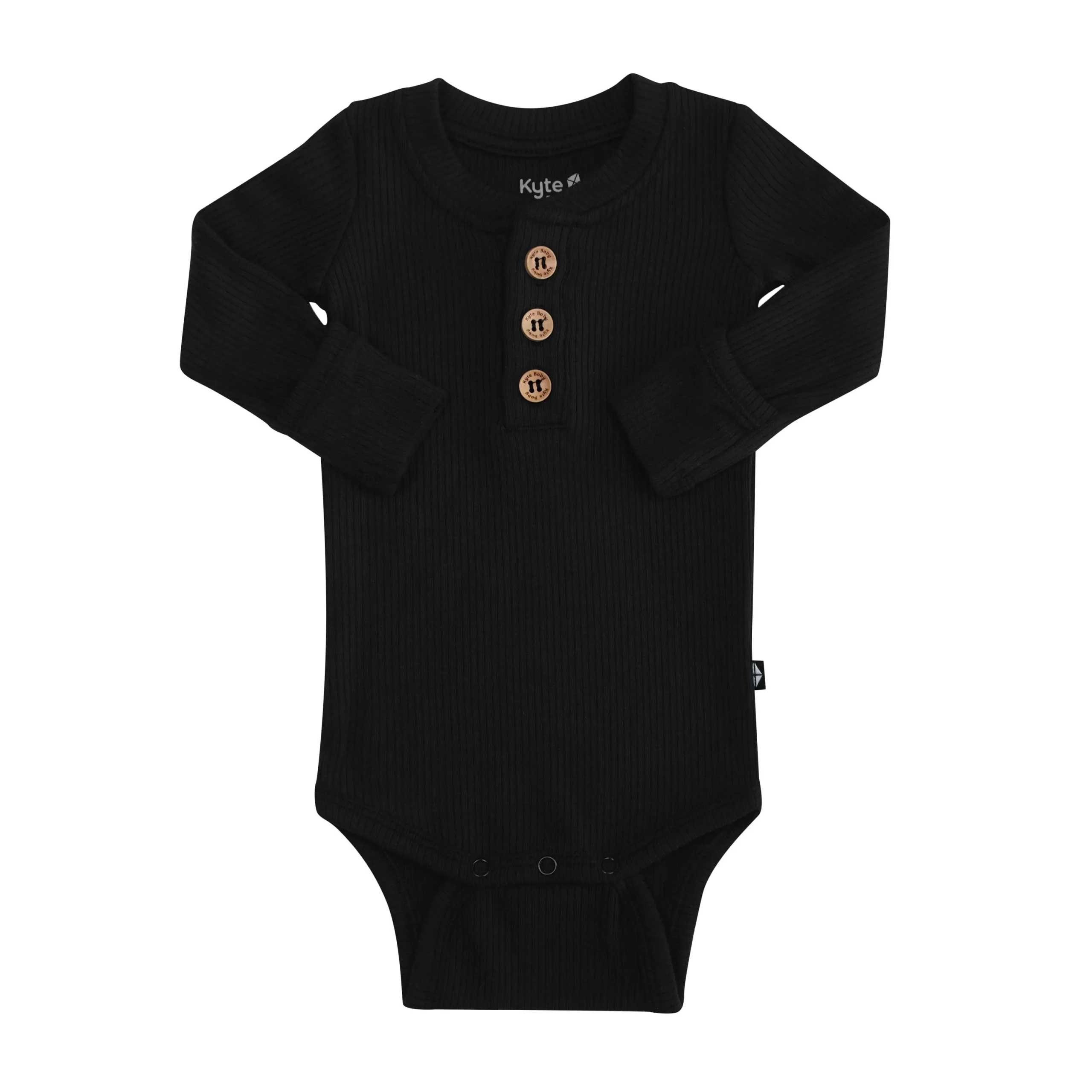 Kyte Baby Ribbed Long Sleeve Henley Bodysuit in Midnight Sale