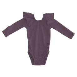 Kyte Baby Ribbed Long Sleeve Ruffle Leotard in Currant New
