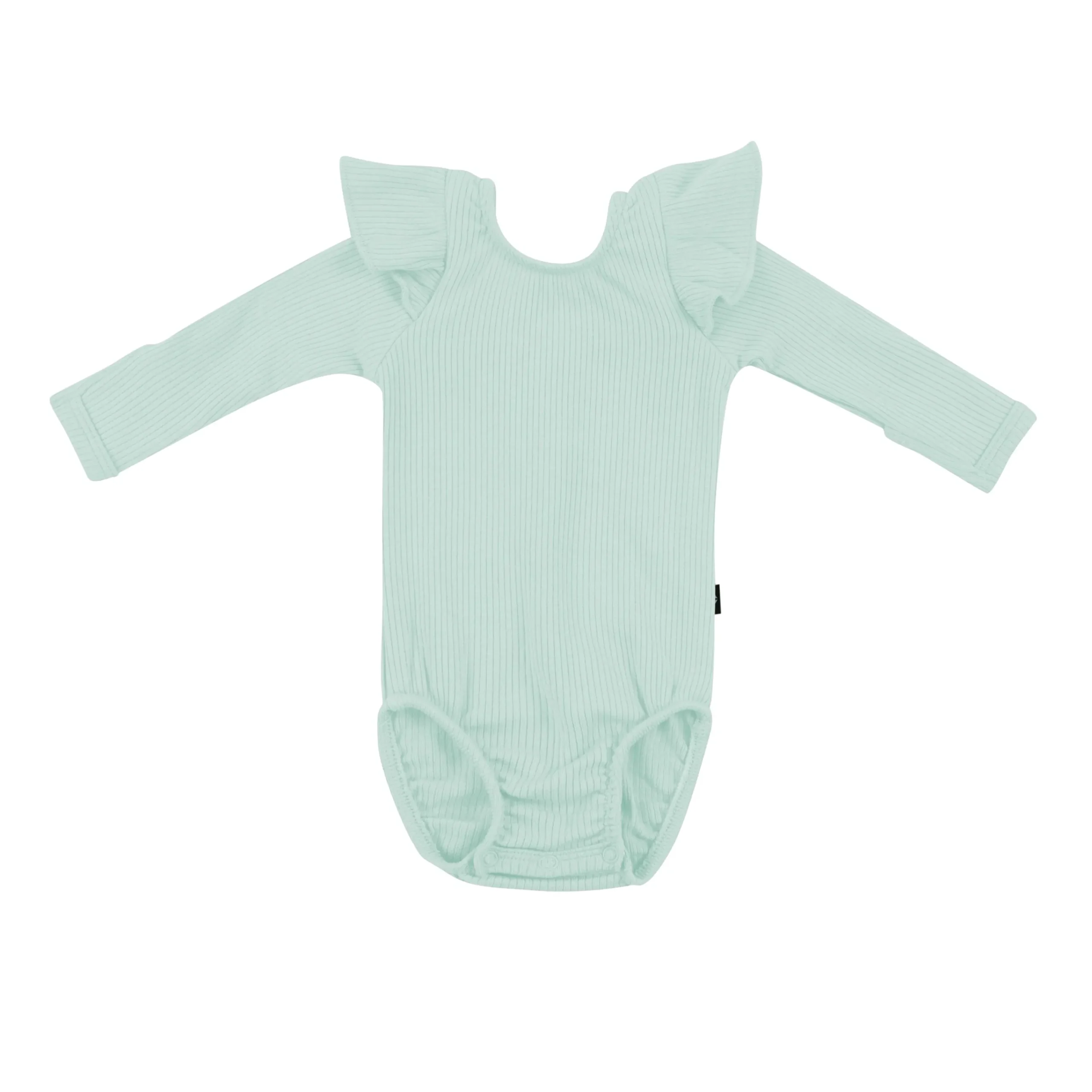 Kyte Baby Ribbed Long Sleeve Ruffle Leotard in Sage Online