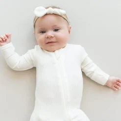 Kyte Baby Ribbed Nylon Bow in Cloud Discount