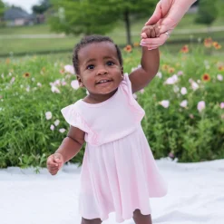 Kyte Baby Ribbed Peplum Dress Set in Sakura New