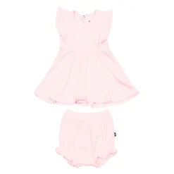 Kyte Baby Ribbed Peplum Dress Set in Sakura New