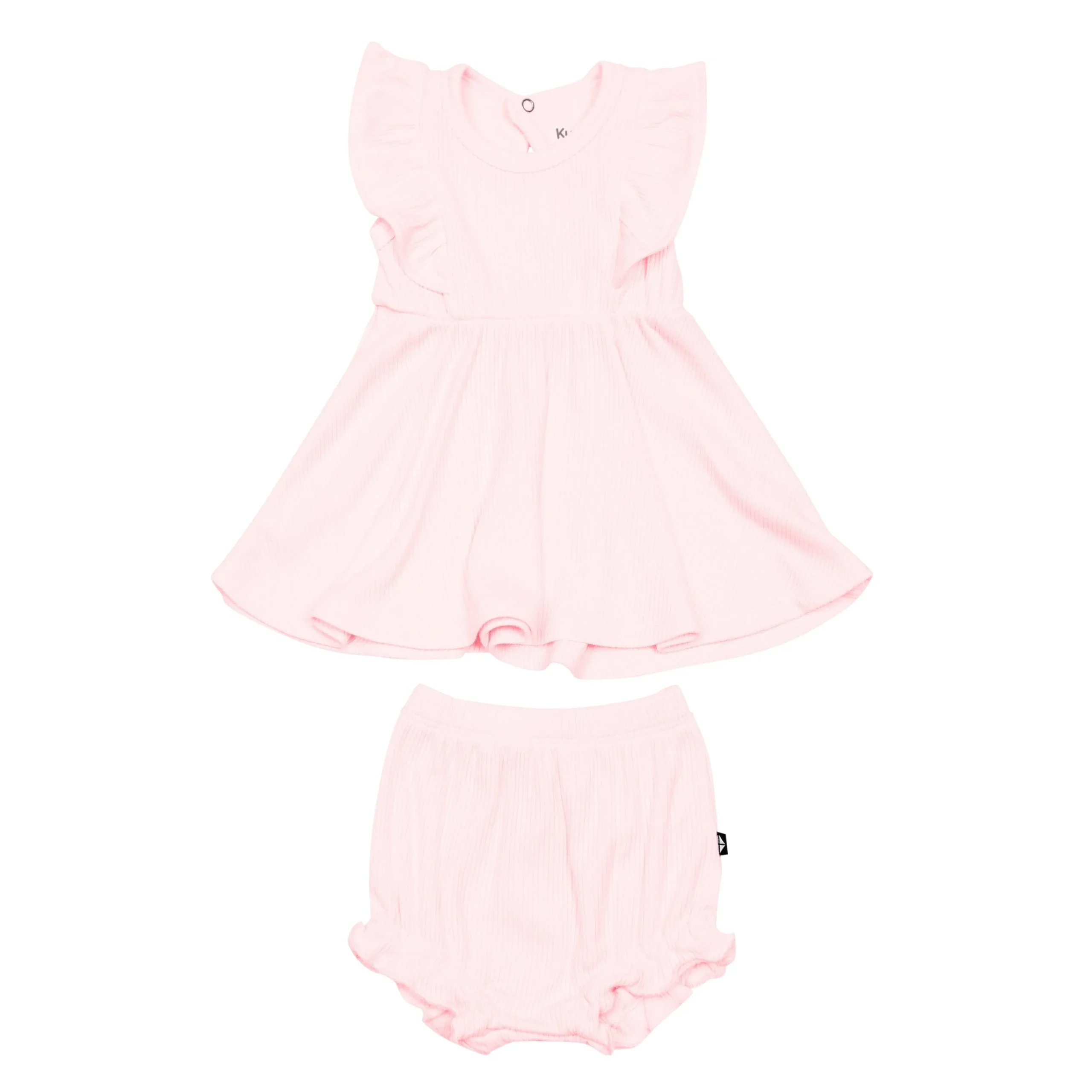 Kyte Baby Ribbed Peplum Dress Set in Sakura New
