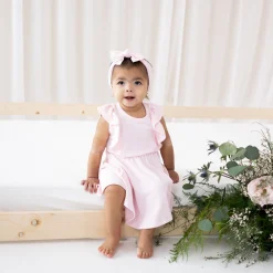 Kyte Baby Ribbed Peplum Dress Set in Sakura New