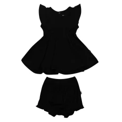 Kyte Baby Ribbed Peplum Dress Set in Midnight Hot