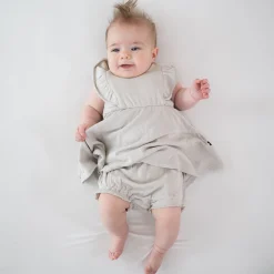 Kyte Baby Ribbed Peplum Dress Set in Oat Discount