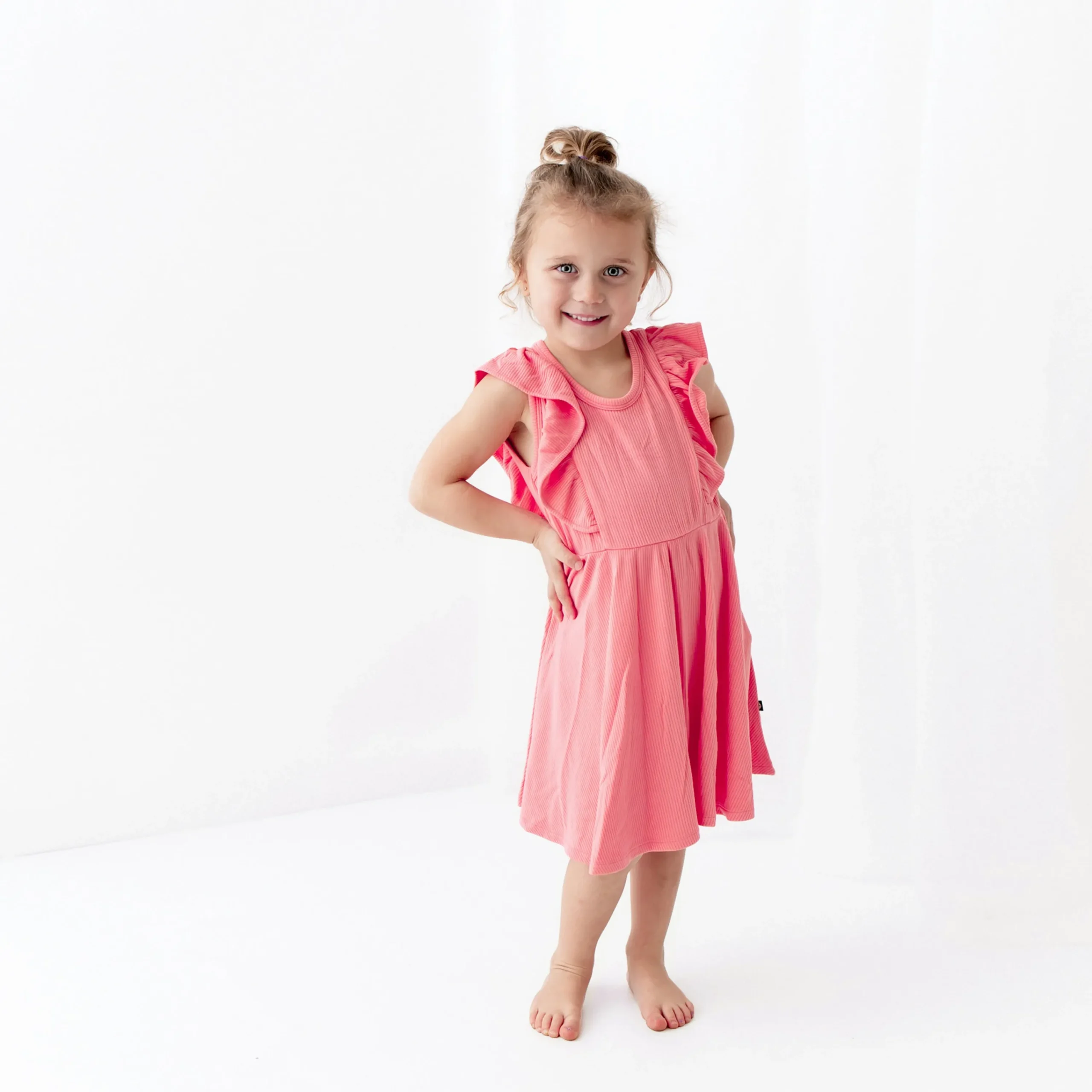 Kyte Baby Ribbed Peplum Dress Set in Guava Online
