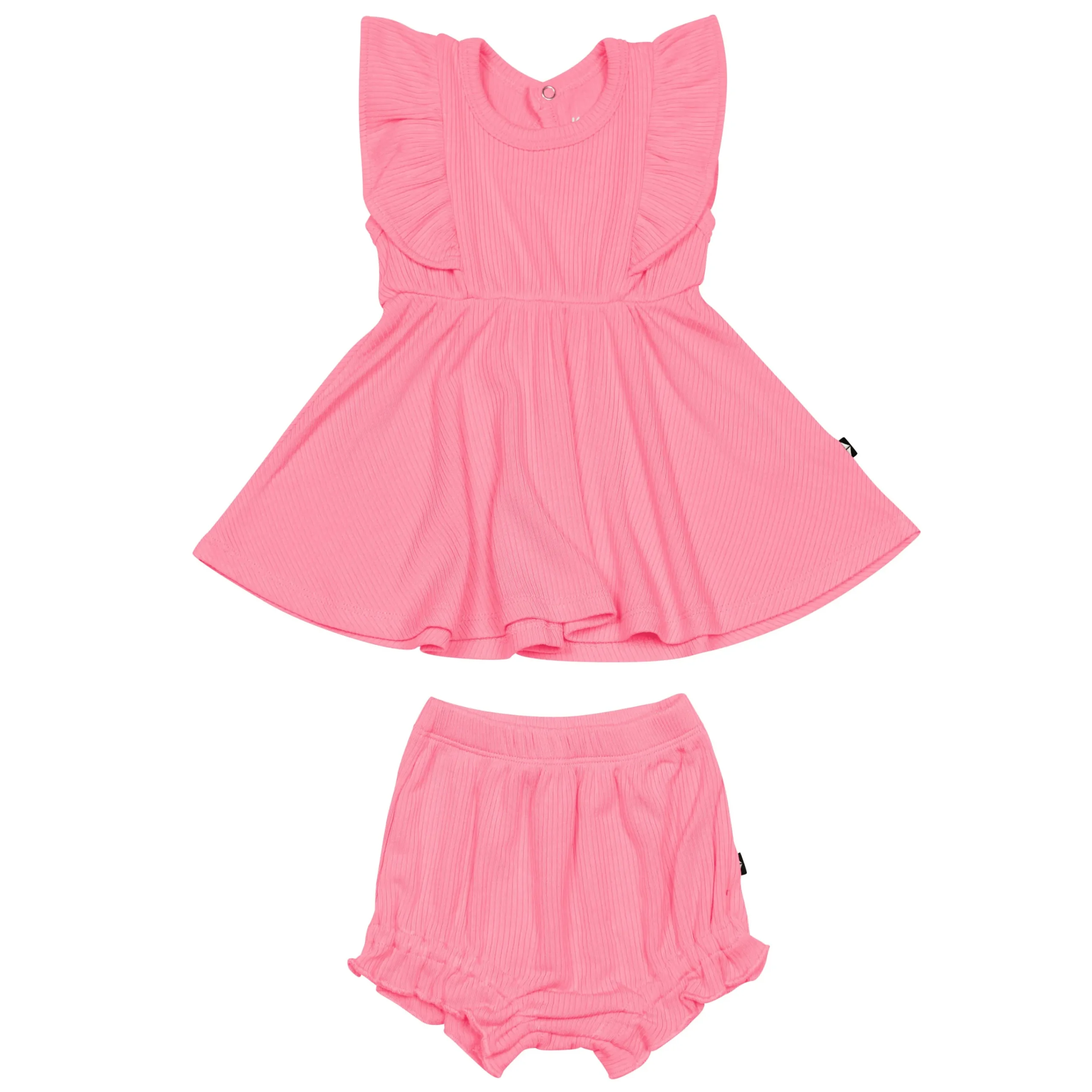 Kyte Baby Ribbed Peplum Dress Set in Guava Online
