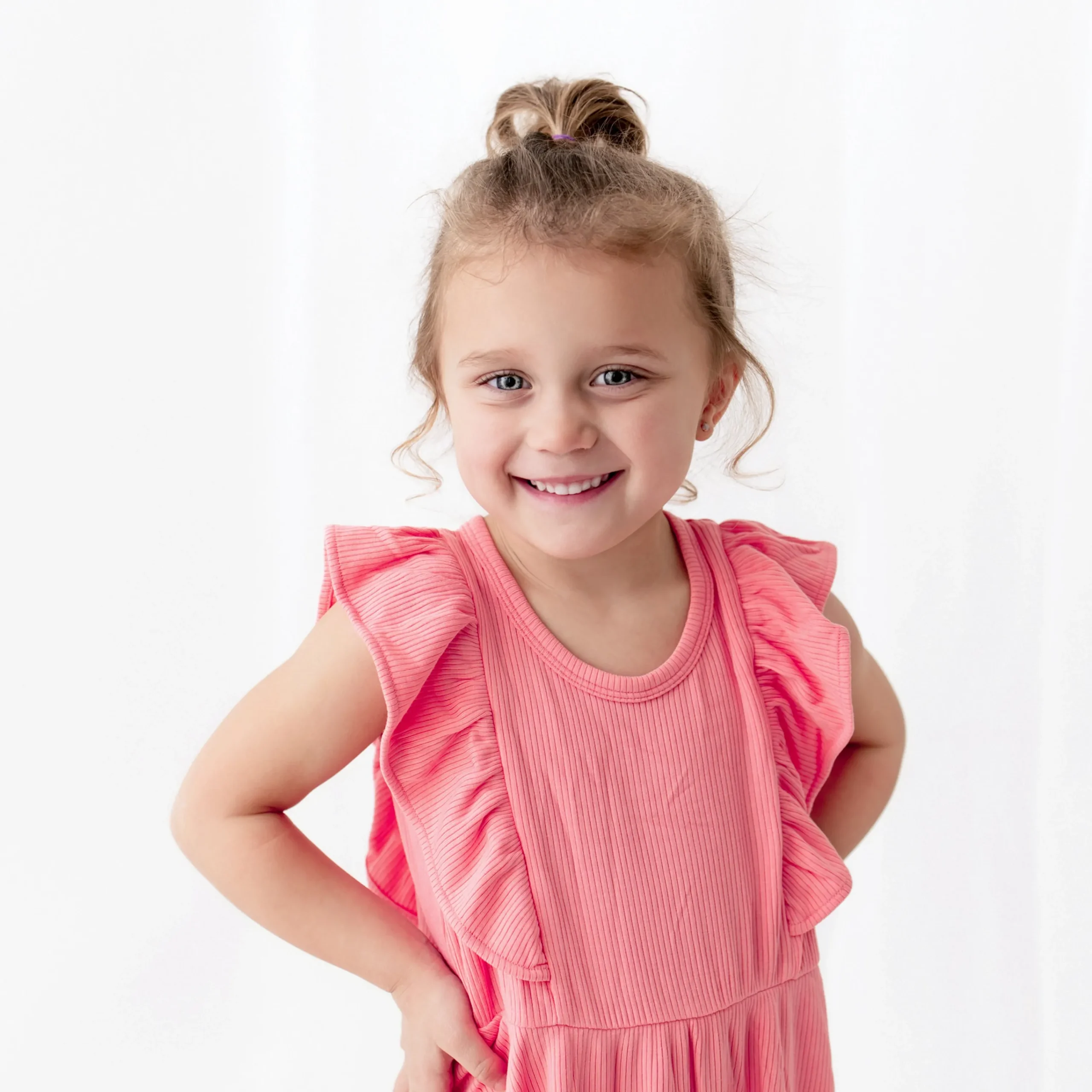 Kyte Baby Ribbed Peplum Dress Set in Guava Online