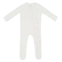 Kyte Baby Ribbed Ruffle Zipper Footie in Cloud