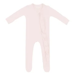 Kyte Baby Ribbed Ruffle Zipper Footie in Blush New