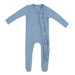 Kyte Baby Ribbed Ruffle Zipper Footie in Slate