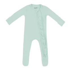 Kyte Baby Ribbed Ruffle Zipper Footie in Sage Clearance