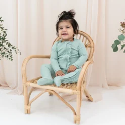Kyte Baby Ribbed Ruffle Zipper Footie in Sage Clearance