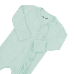 Kyte Baby Ribbed Ruffle Zipper Footie in Sage Clearance