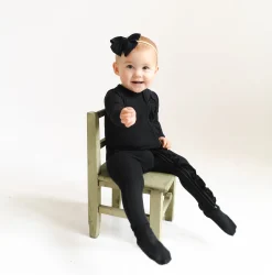 Kyte Baby Ribbed Ruffle Zipper Footie in Midnight Outlet