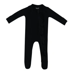 Kyte Baby Ribbed Ruffle Zipper Footie in Midnight Outlet