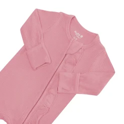 Kyte Baby Ribbed Ruffle Zipper Footie in Apple Blossom Discount
