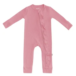 Kyte Baby Ribbed Ruffle Zipper Romper in Apple Blossom Online