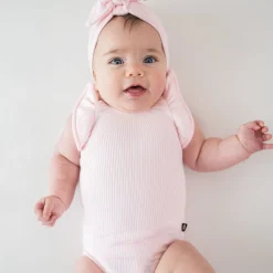 Kyte Baby Ribbed Sleeveless Ruffle Leotard in Sakura New