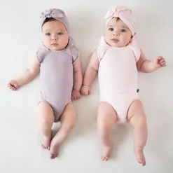Kyte Baby Ribbed Sleeveless Ruffle Leotard in Sakura New