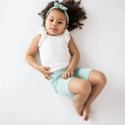 Kyte Baby Ribbed Sleeveless Ruffle Leotard in Cloud Online
