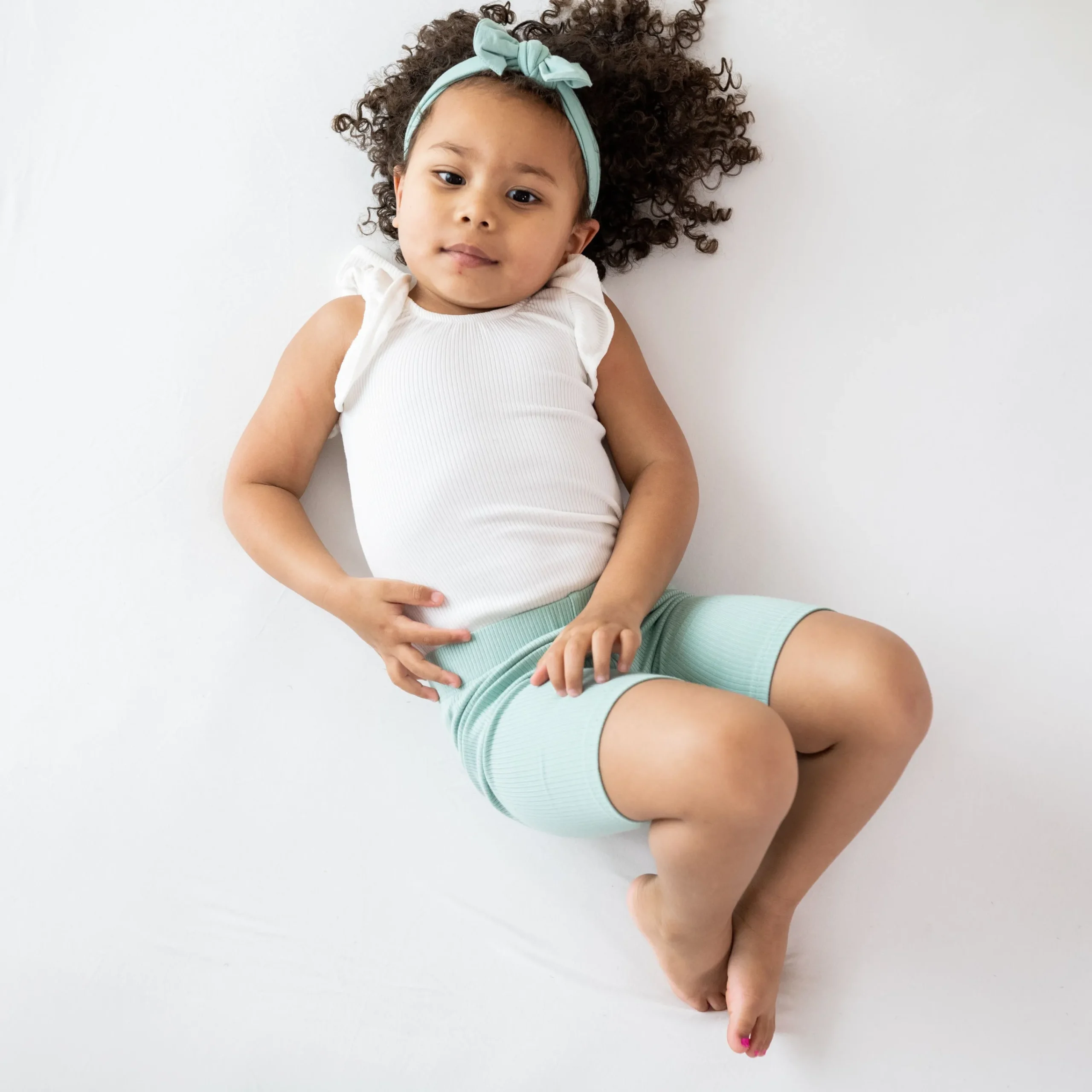 Kyte Baby Ribbed Sleeveless Ruffle Leotard in Cloud Online