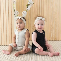Kyte Baby Ribbed Sleeveless Shortall in Oat Sale