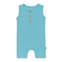 Kyte Baby Ribbed Sleeveless Shortall in Makai Discount