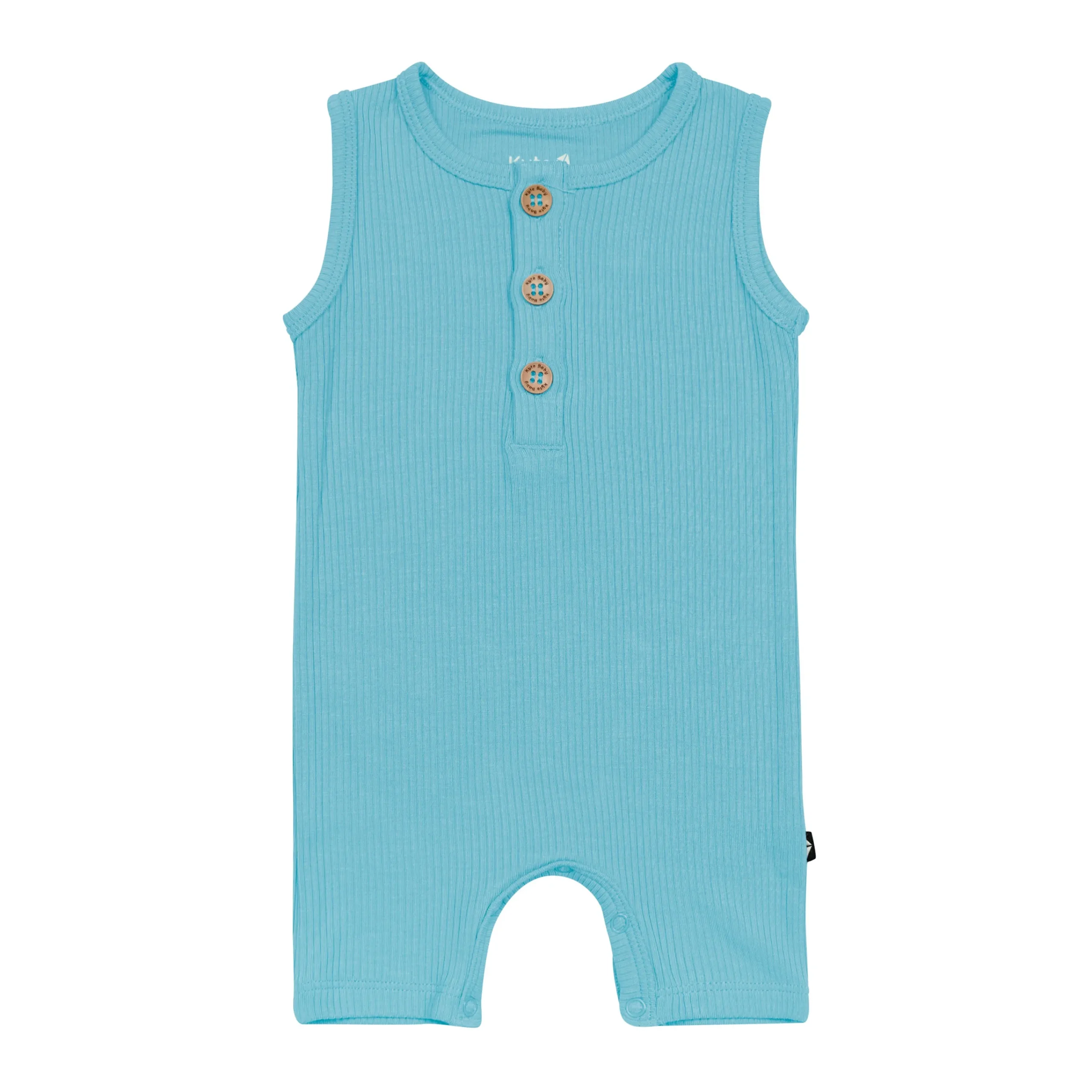 Kyte Baby Ribbed Sleeveless Shortall in Makai Discount